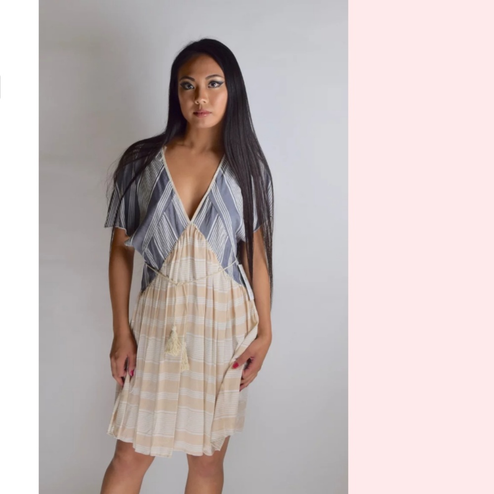 Blue & Cream Striped Dress
